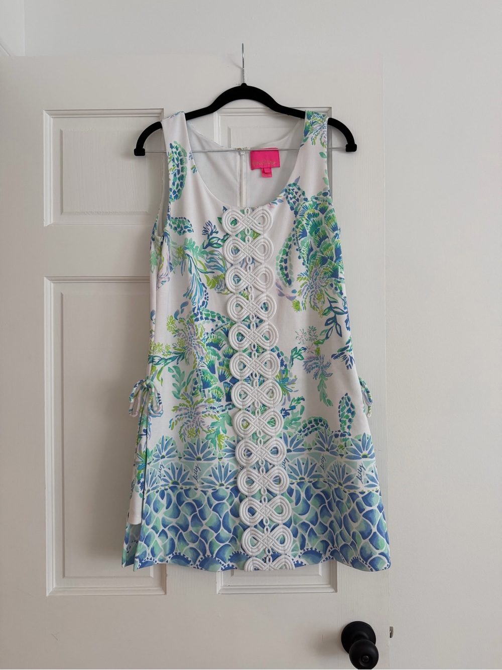 Lilly Pulitzer White Shift Romper with Blue & Green Floral Motif